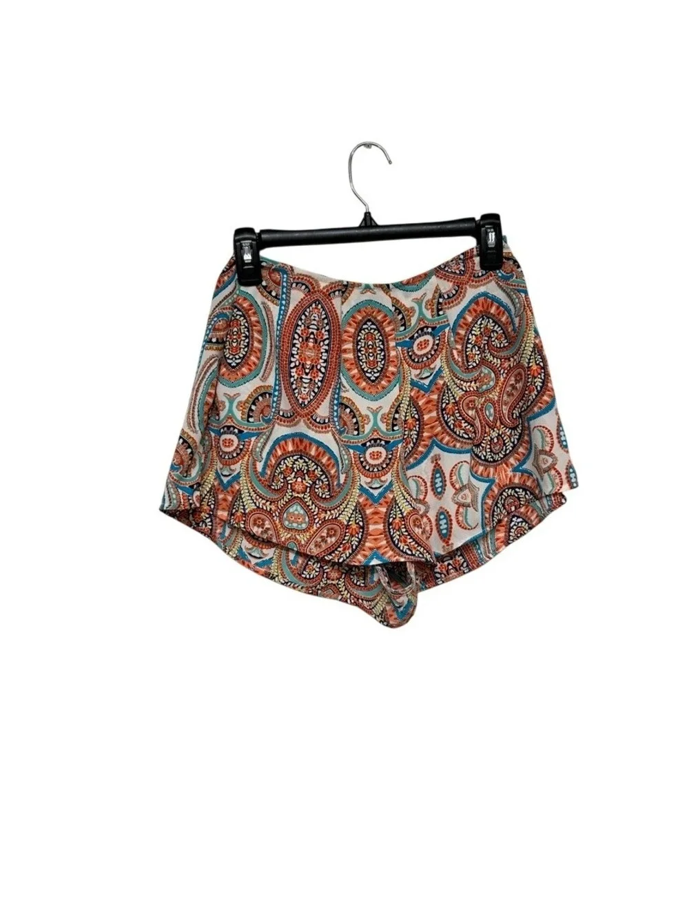 Show Me Your Mumu Women's Orange Paisley Boho High Waist Sawyer Shorts Size S